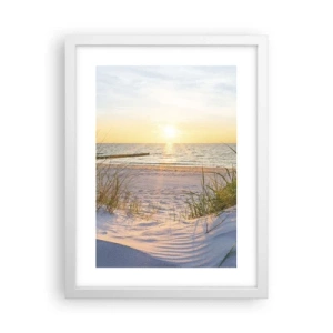 Poster in white frmae - Sound of the Sea, Singing of the Birds, Wild Beach among Grass - 30x40 cm