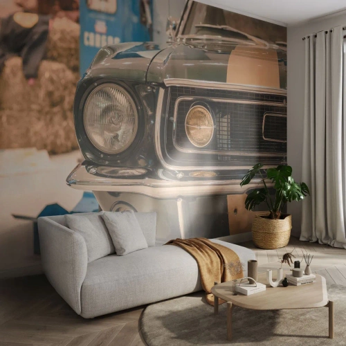 Self-Adhesive Photo Wallpaper Deluxe Sticker - Encounter with the Legend - Car, Automotive, Oldschool - 100x70 cm