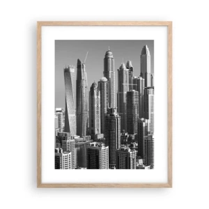 Poster in light oak frame - City over a Desert - 40x50 cm