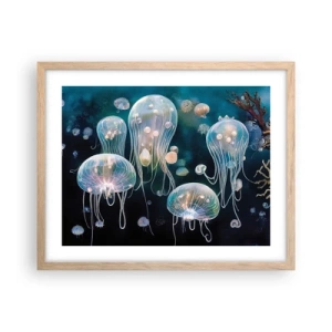 Poster in light oak frame - Underwater Ball - 50x40 cm