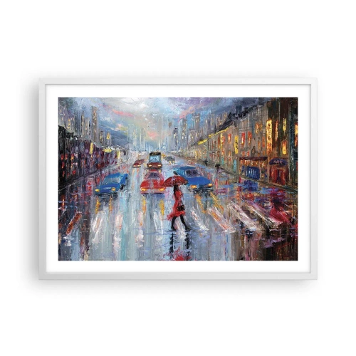 Poster in white frmae - Rainy Afternoon in a City - 70x50 cm