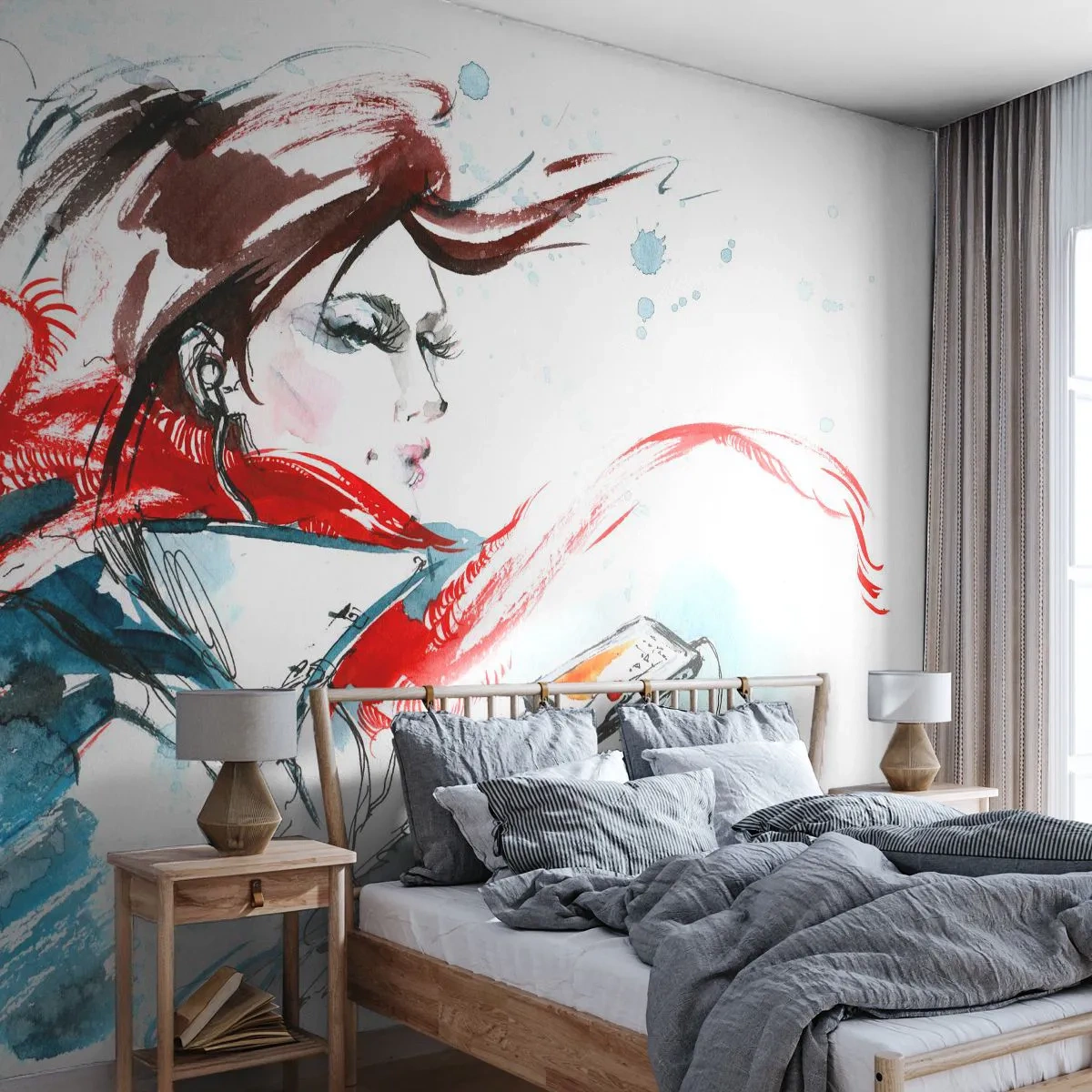 Custom Wallpaper Premium Sand - I Can't Hear the Music - Woman, Telephone, Fashion