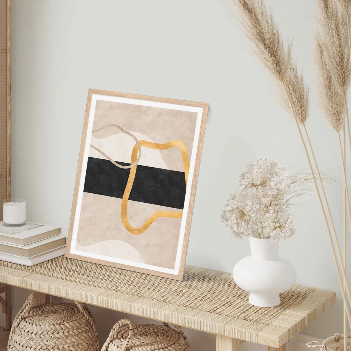 Poster in light oak frame - Shapes in Loops - 50x70 cm