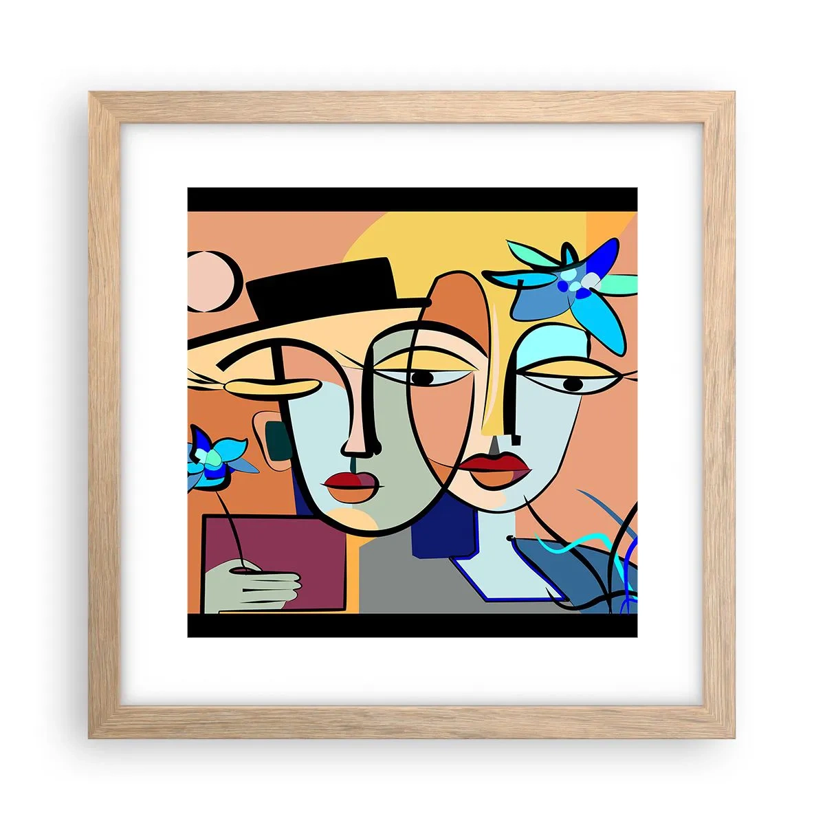 Poster in light oak frame - Rendez-vous Picasso Style - 30x30 cm