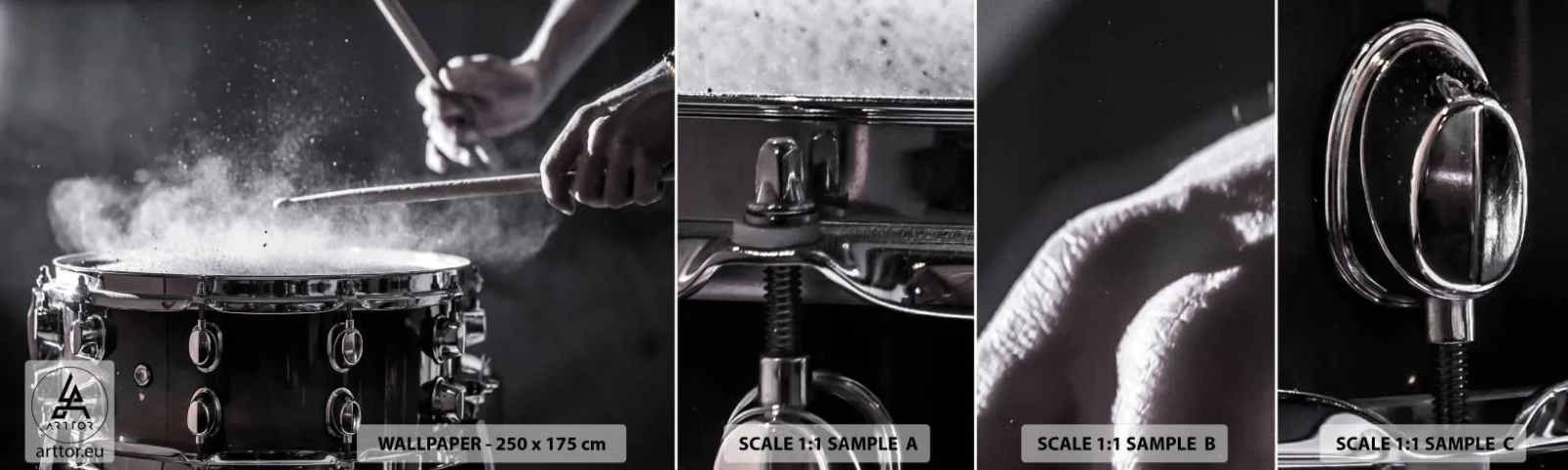 Photo Wallpaper Sample Self-Adhesive Deluxe Sticker - Pulse of Music - Music, A musical instrument, Drum - 100x30 cm