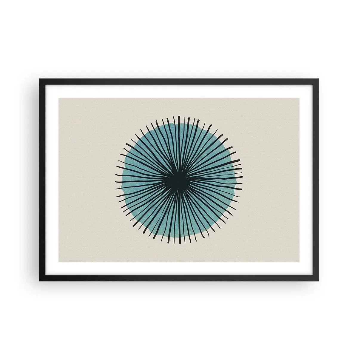 Poster in black frame - Rays on Blue - 70x50 cm