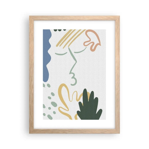 Poster in light oak frame - Kiss of Flowers - 30x40 cm