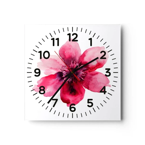 Wall clock - Clock on glass - Carmine, Fragrant Kiss - 30x30 cm