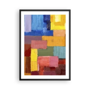 Poster in black frame - Abstract colorful rectangles in a harmonious composition - 50x70cm - Each Different, All Colourful - Modern wall decoration for the living room and bedroom ARTTOR