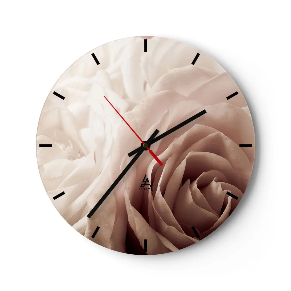 Wall clock - Clock on glass - In the Heart of a Rose - 40x40 cm
