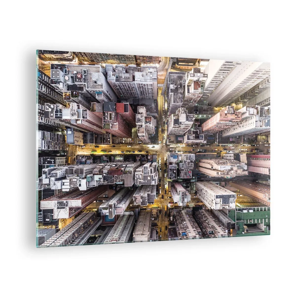 Glass picture - A bird's eye view of the metropolis - 70x50cm - Greetings from Hong Kong - Modern wall decoration for the living room and bedroom ARTTOR