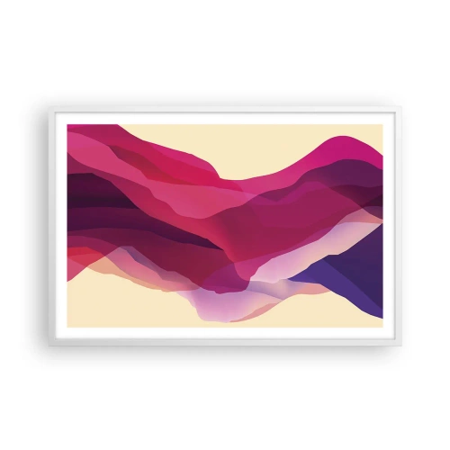 Poster in white frmae - Waves of Purple - 91x61 cm