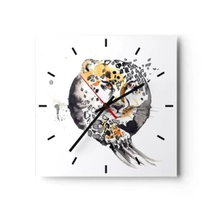 Wall clock - Clock on glass - Wild Beauty - 40x40 cm