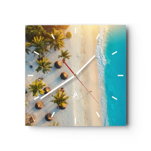 Wall clock - Clock on glass - Welcome to Paradise - 30x30 cm