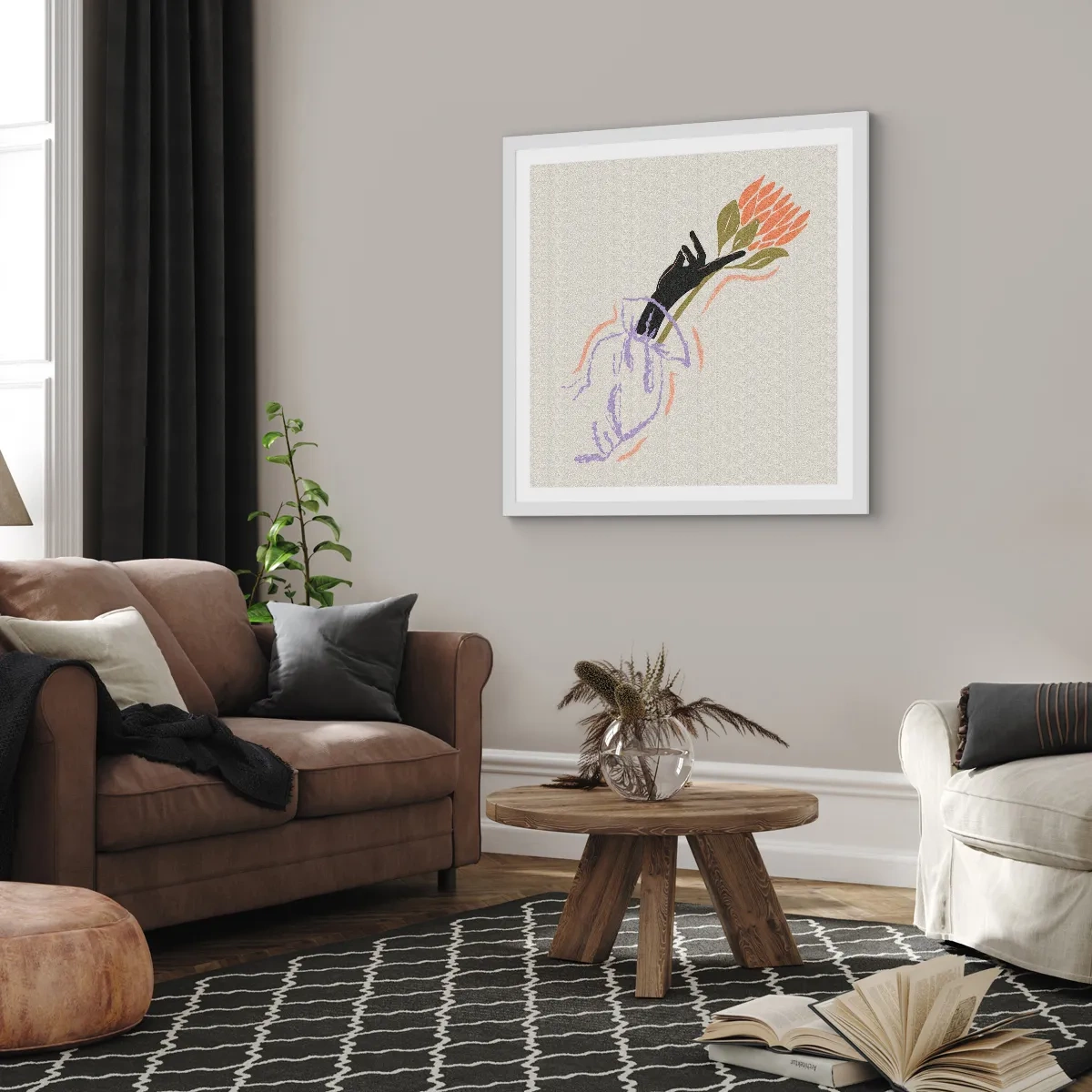 Poster in white frmae - Sister Touch - 40x40 cm