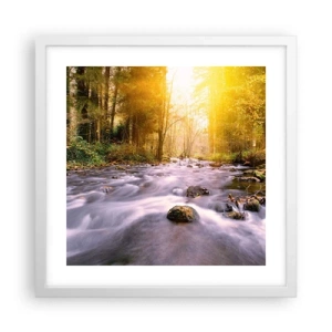 Poster in white frmae - Malachite in Silver and Gold Setting - 40x40 cm