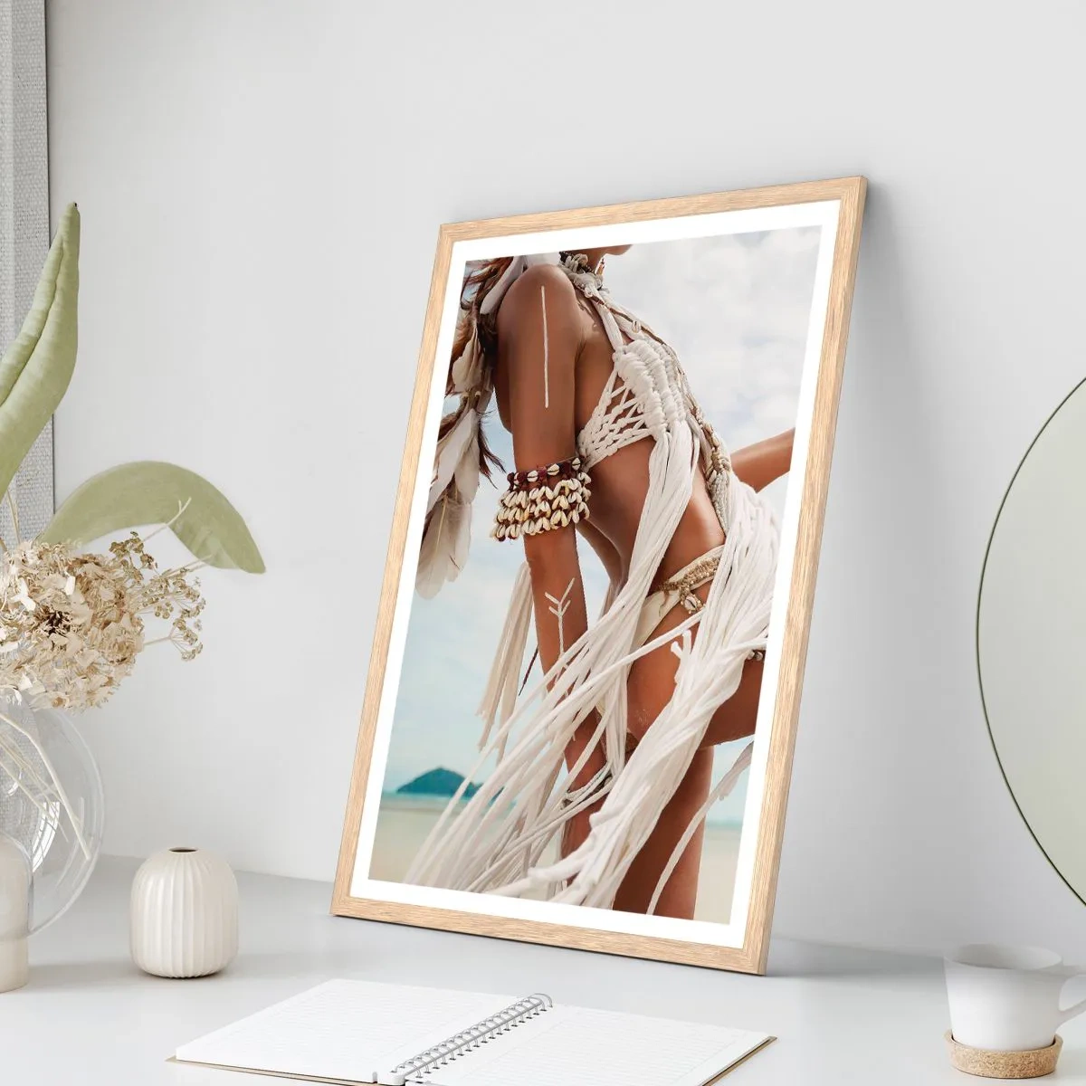 Poster in light oak frame - Priestess of the Sun - 70x100 cm