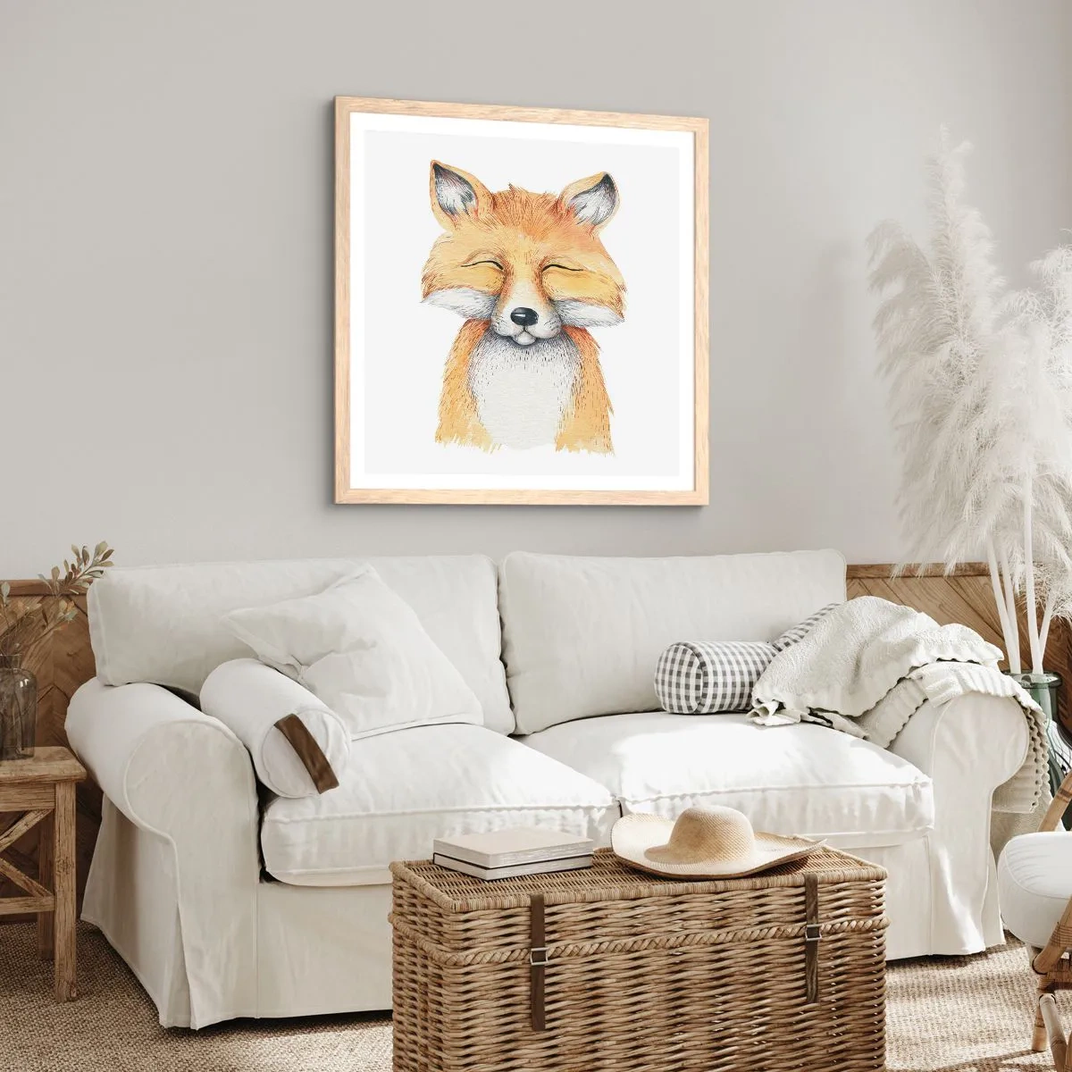 Poster in light oak frame - Fox Moods - 30x30 cm
