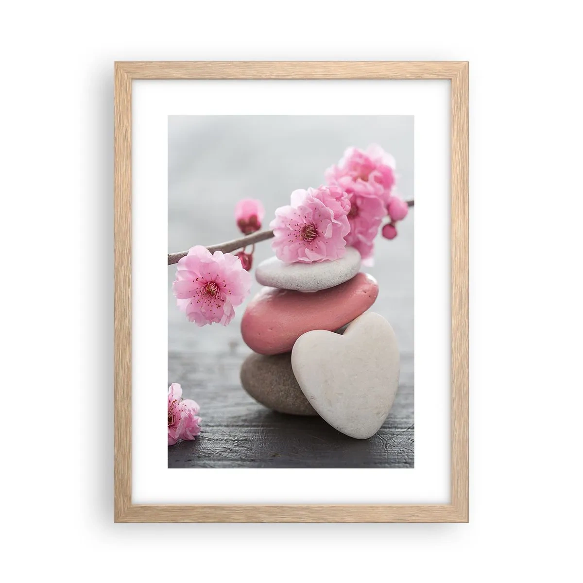 Poster in light oak frame - Bliss with Cherry Blossom - 30x40 cm