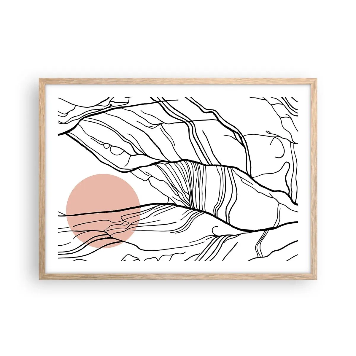 Poster in light oak frame - In a Web of Twigs - 70x50 cm
