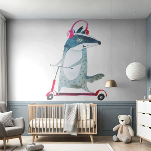 Self-Adhesive Photo Wallpaper Deluxe Sticker - Joys of a Badger - Children's, Scooter, Animal - 350x256 cm