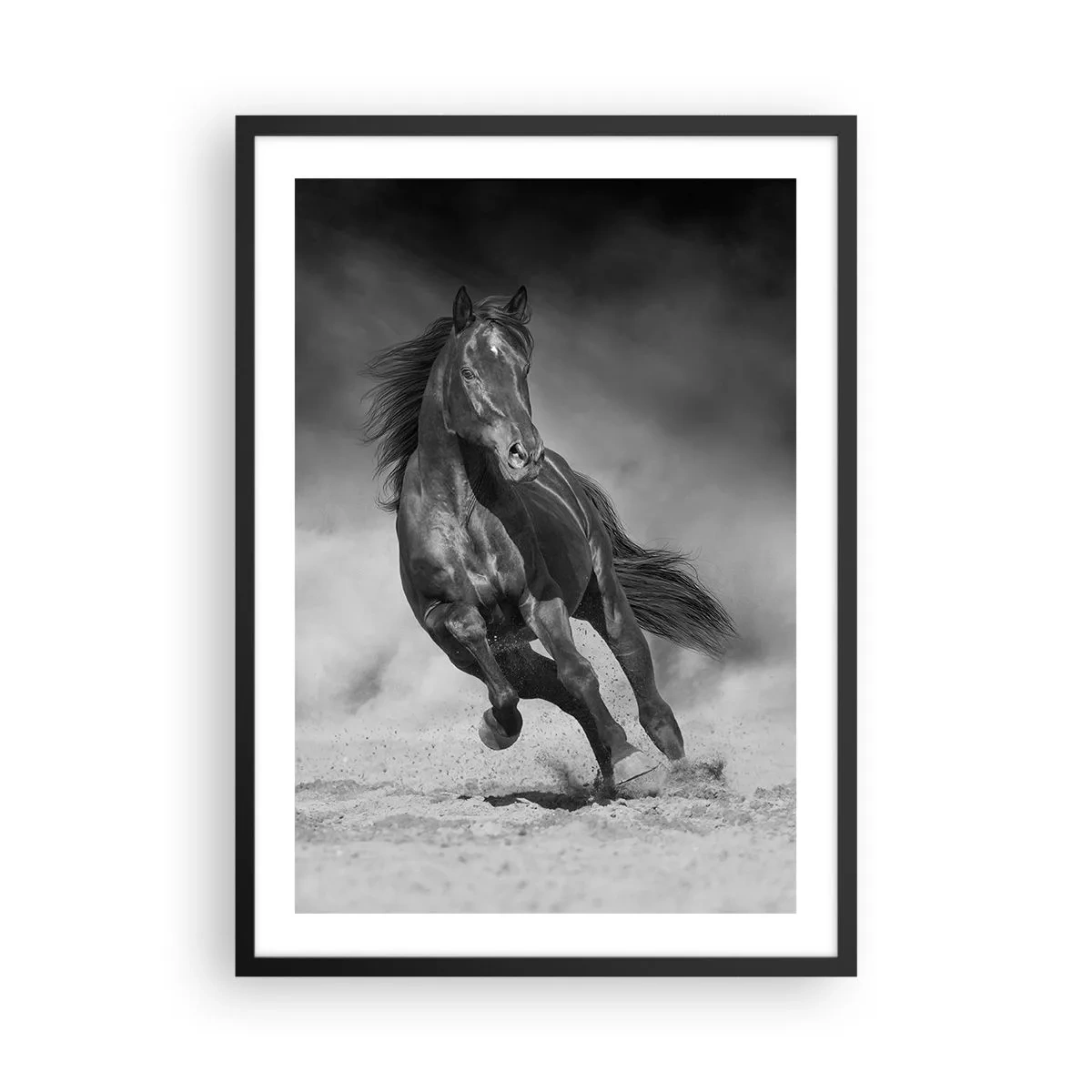 Poster in black frame - A dark horse in a dynamic race - 50x70cm - Worthy of Emir Himself - Modern wall decoration for the living room and bedroom ARTTOR