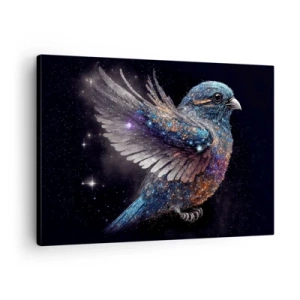 Canvas picture - A space-age style sparrow with a diamond shine - 70x50cm - Diamond Sparrow - Modern wall decoration for the living room and bedroom ARTTOR