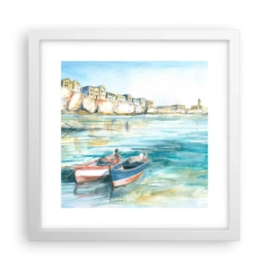 Poster in white frmae - Landscape in Azure - 30x30 cm