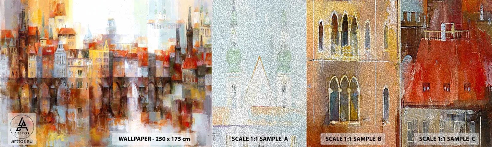 Photo Wallpaper Sample Premium Sand - Under The Bridge It Is Also Pretty - City, Prague, Architecture - 100x30 cm