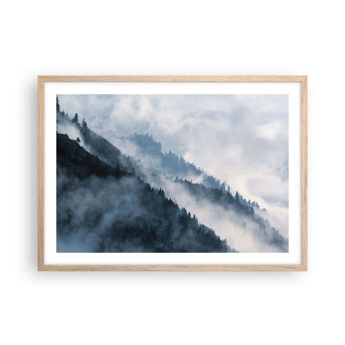 Poster in light oak frame - Mysticism of the Mountains - 70x50 cm