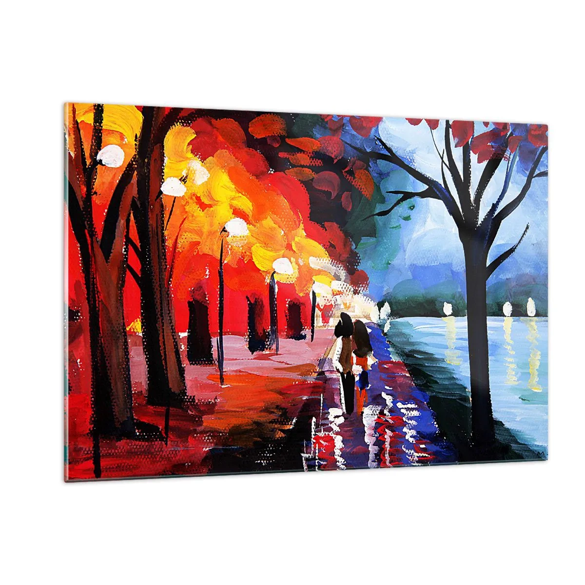 Glass picture - Flaming Autumn in the Park - 120x80 cm