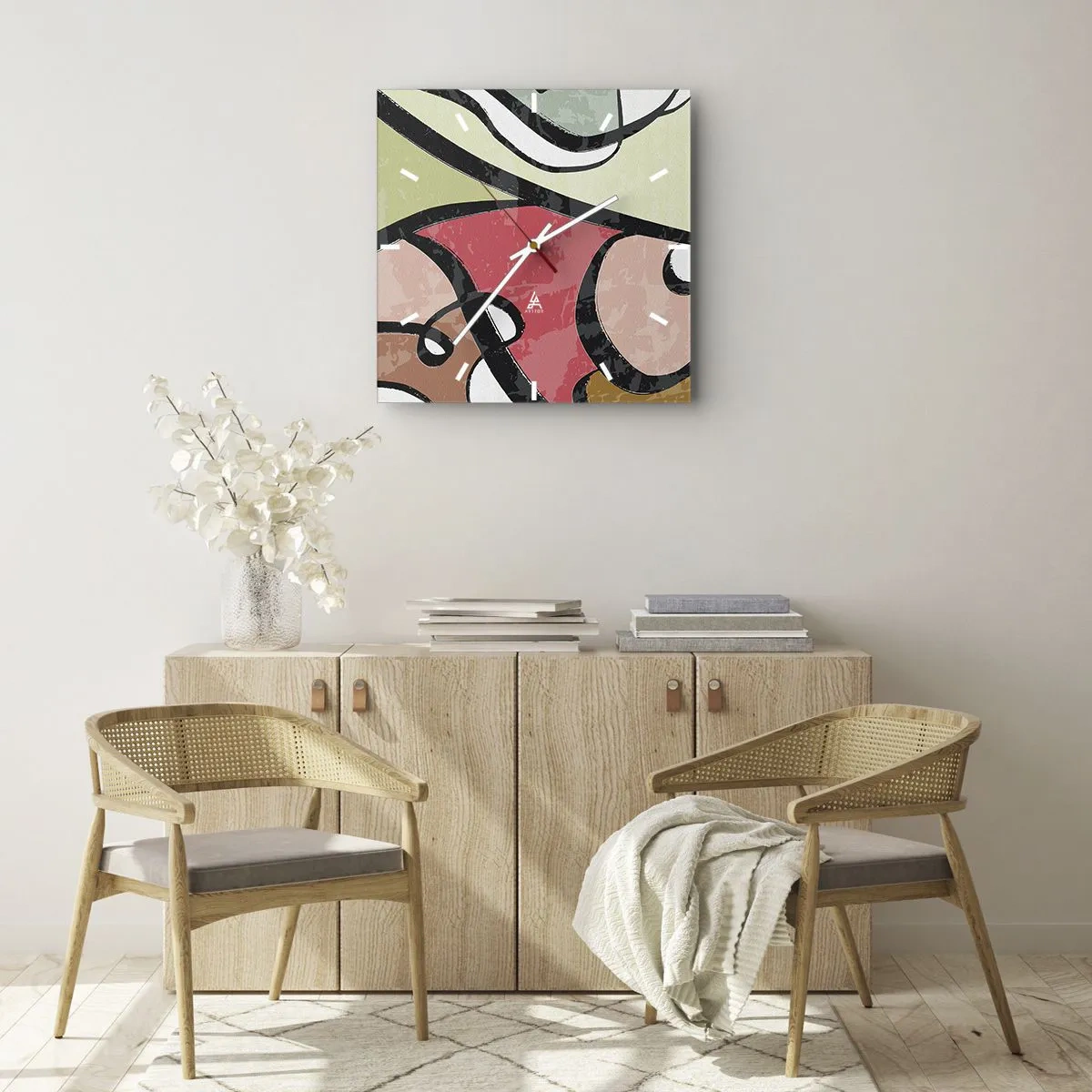 Wall clock - Clock on glass - Pirouettes Among Colours - 40x40 cm