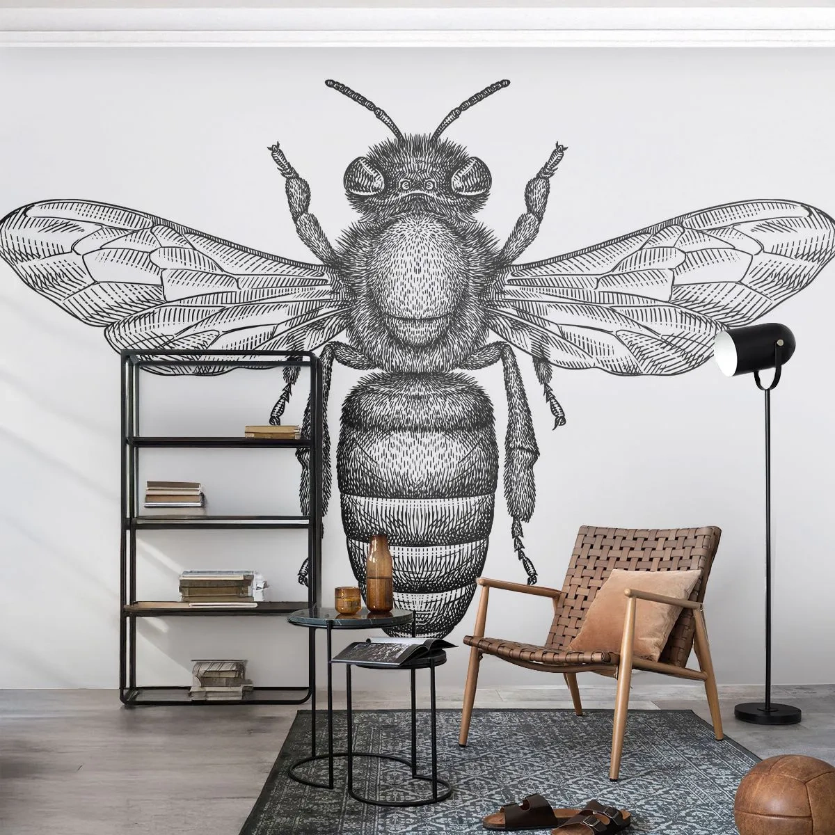 Photo Wallpaper Premium Canvas - Insect Portrait - Bee, Insect, Minimalistic - 300x210 cm