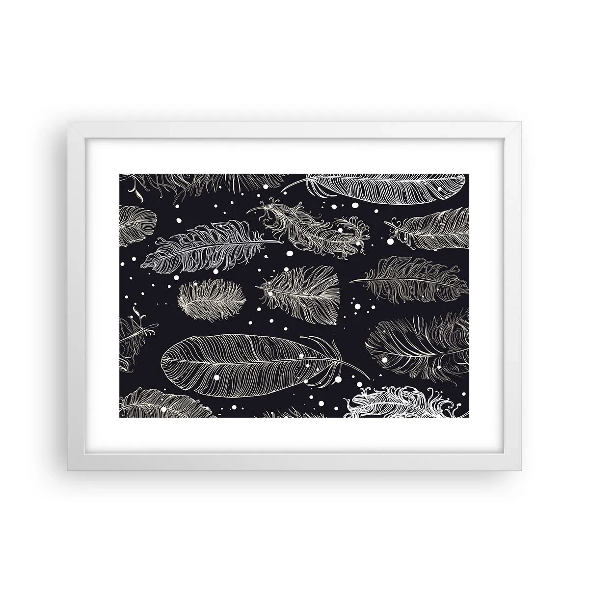 Poster in white frmae - Feathery Lace - 40x30 cm