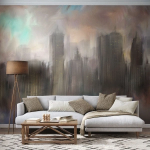 Self-Adhesive Photo Wallpaper Deluxe Sticker - Composition of Steel, Stone and Fog - City, Architecture, Piece - 400x280 cm
