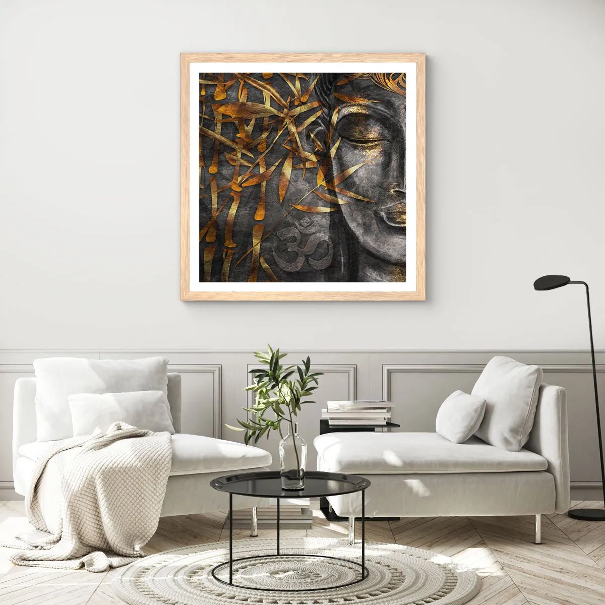 Poster in light oak frame - Feel the Peace - 30x30 cm