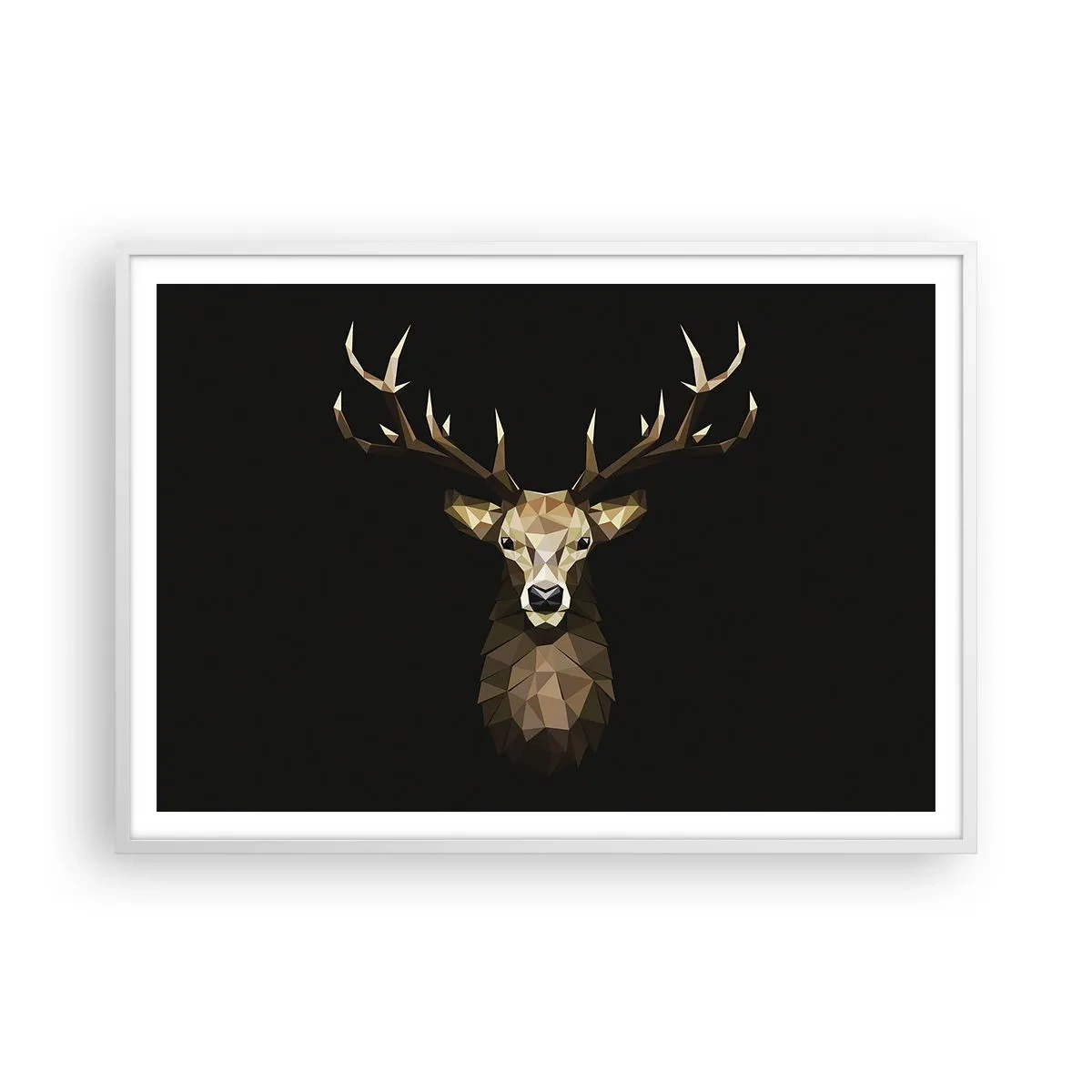 Poster in white frmae - Cubist Deer - 100x70 cm