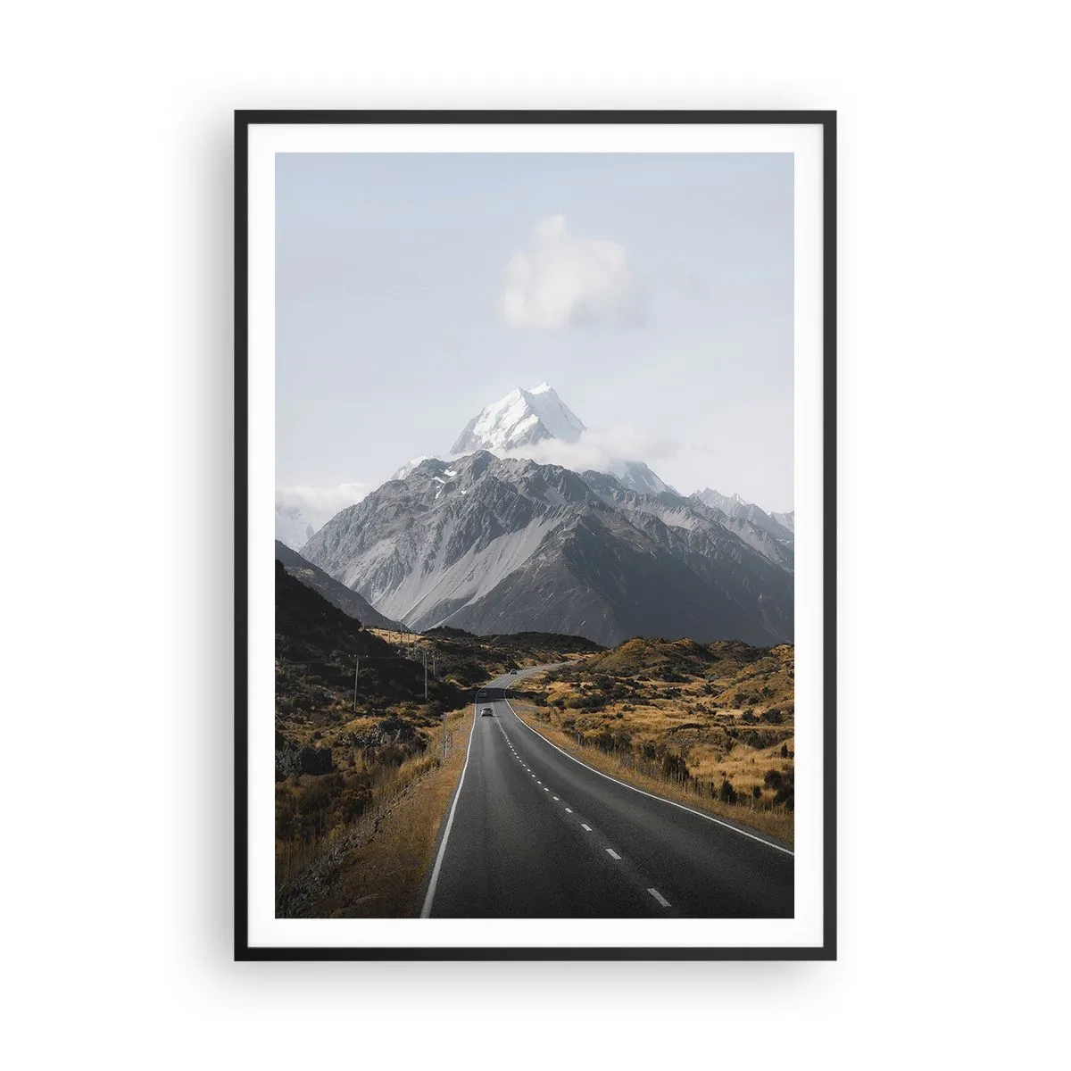 Poster in black frame - Road to the Heart of the Mountains - 70x100 cm
