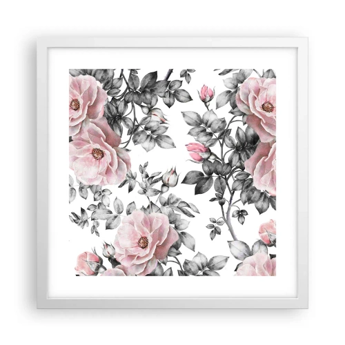 Poster in white frmae - Getting Lost in Rose Flowers - 40x40 cm