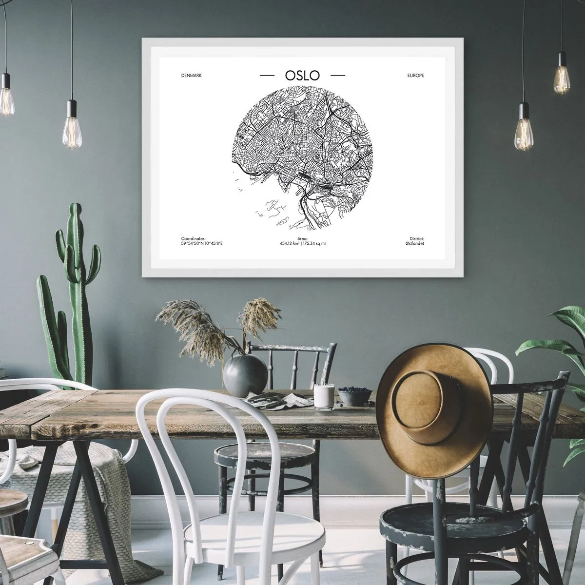 Poster in white frmae - Anatomy of Oslo - 50x40 cm