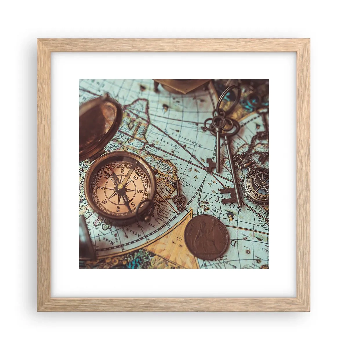 Poster in light oak frame - For Adventurers - 30x30 cm