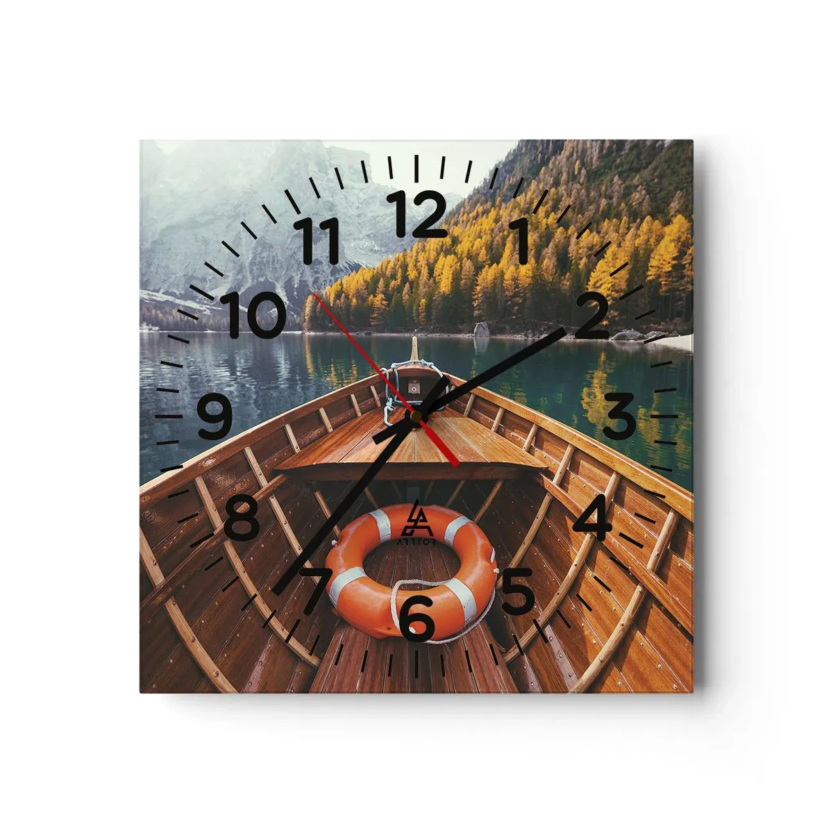 Wall clock - Clock on glass - Mountain Hike - 30x30 cm