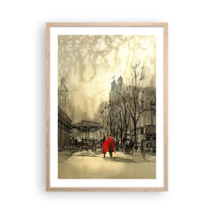 Poster in light oak frame - A Date in London Fog - 50x70 cm