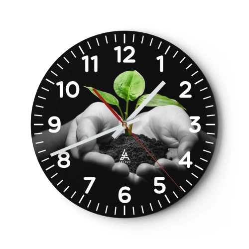 Wall clock - Clock on glass - I Love Nature, I Protect It - 40x40 cm
