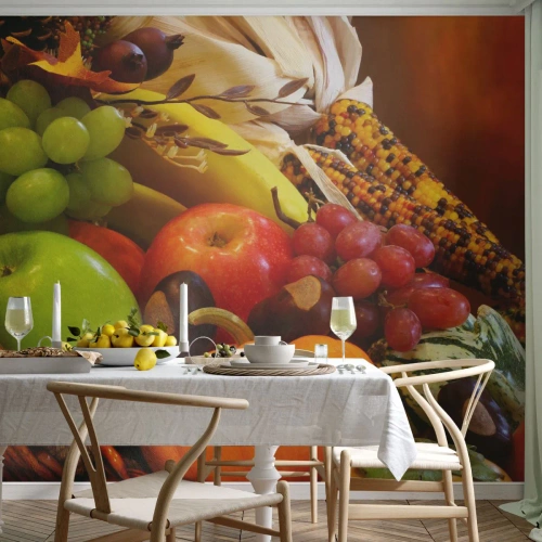 Photo Wallpaper Standard Eco - Basket of Abundance - Gastronomy, Fruit, Vegetables - 250x175 cm