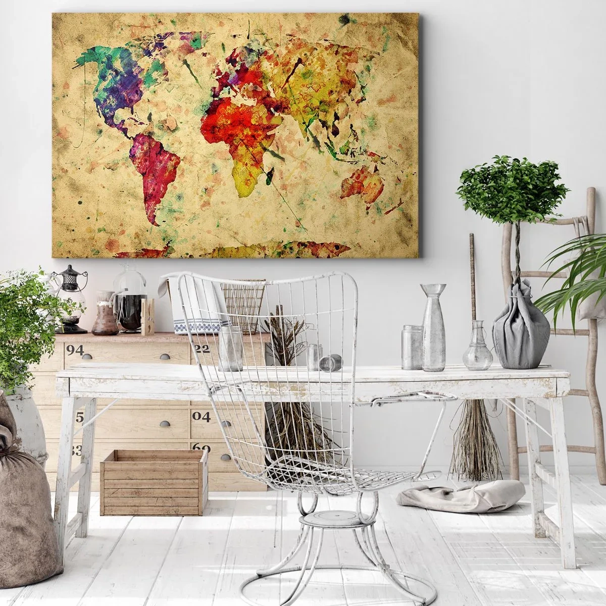Canvas picture - Life as a Colourful World Map - 120x80 cm