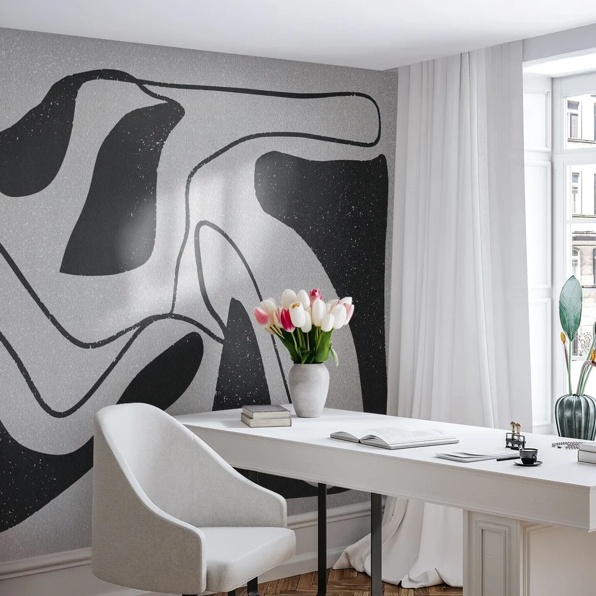Photo Wallpaper Premium Canvas - Abstract Fun in a Maze - Boho, Minimalism, Piece - 400x280 cm