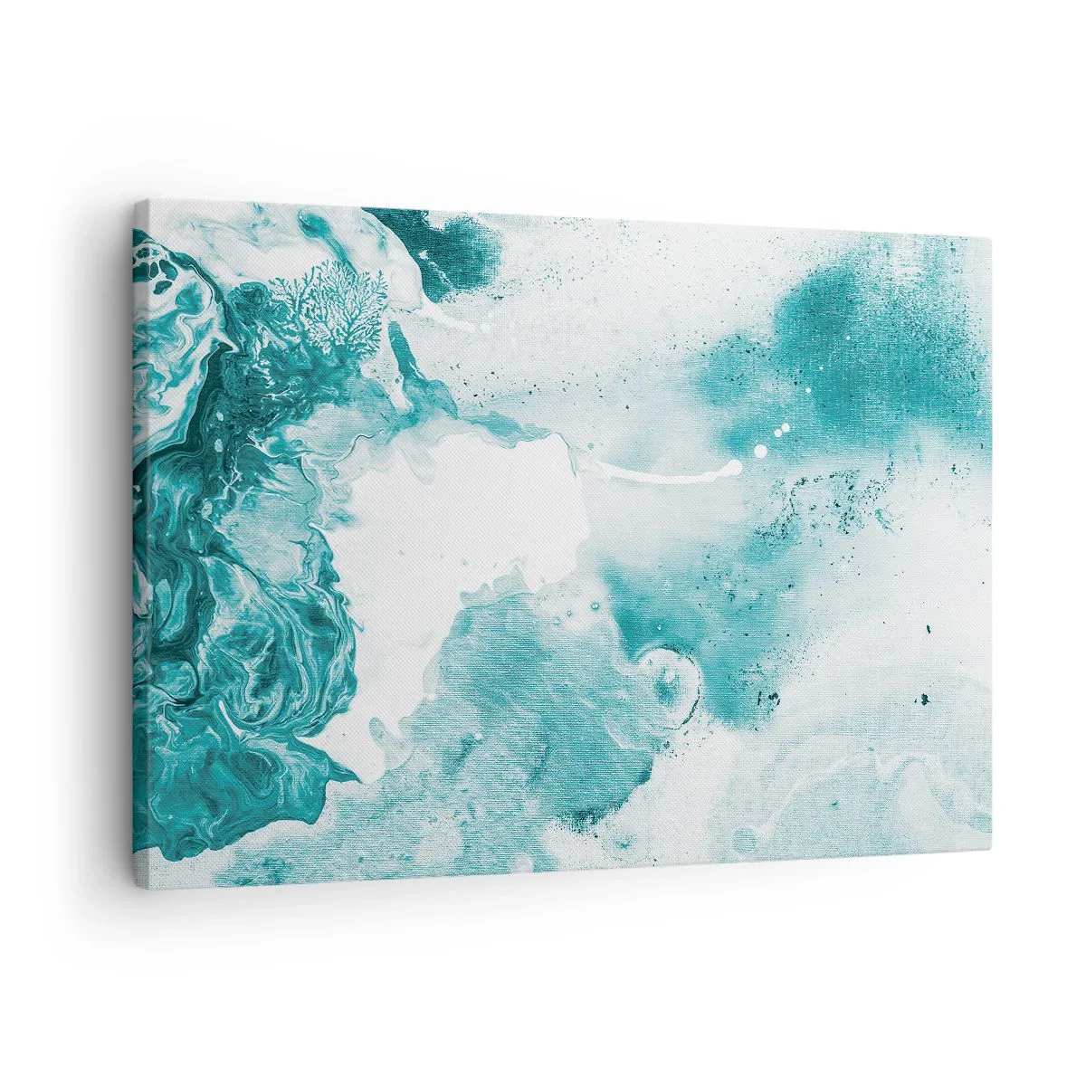 Canvas picture - Abstraction in shades of blue with delicate accents of white - 70x50cm - Lakes of Blue - Modern wall decoration for the living room and bedroom ARTTOR