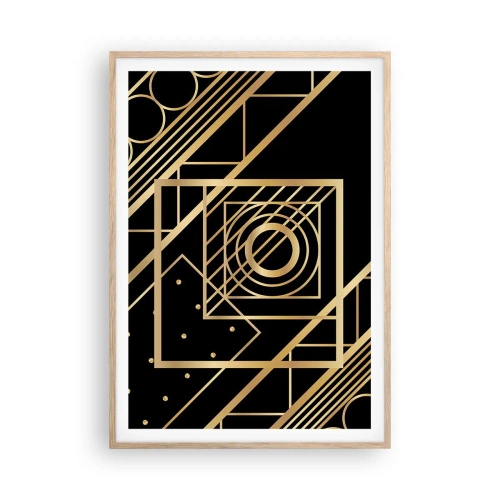 Poster in light oak frame - Golden Geometry - 70x100 cm