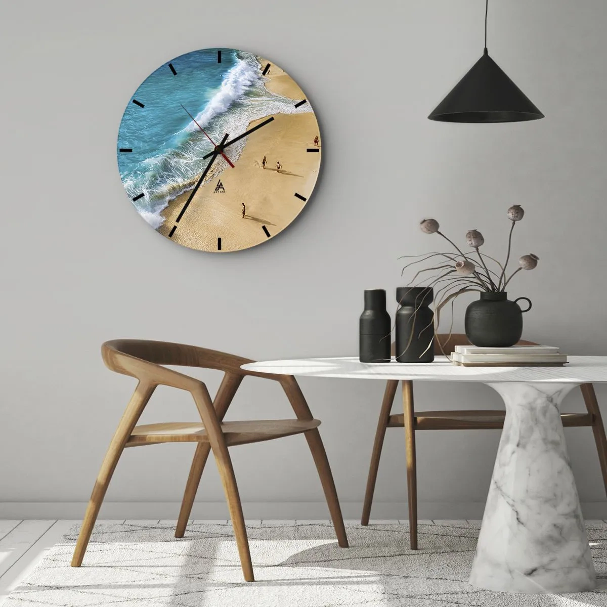 Wall clock - Clock on glass - And Next the Sun, Beach… - 40x40 cm